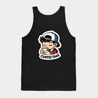 young boy drink cup of coffee Tank Top